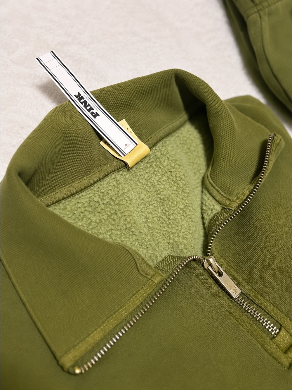 Victoria’s Secret PINK Olive Green Quarter-Zip Sweatsuit Set - Picture 5 of 6